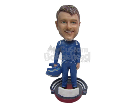 Stylish Car Racer Eager for the Race to Start Personalized Bobblehead Stylish Car Racer Eager for the Race to Start Personalized Bobblehead